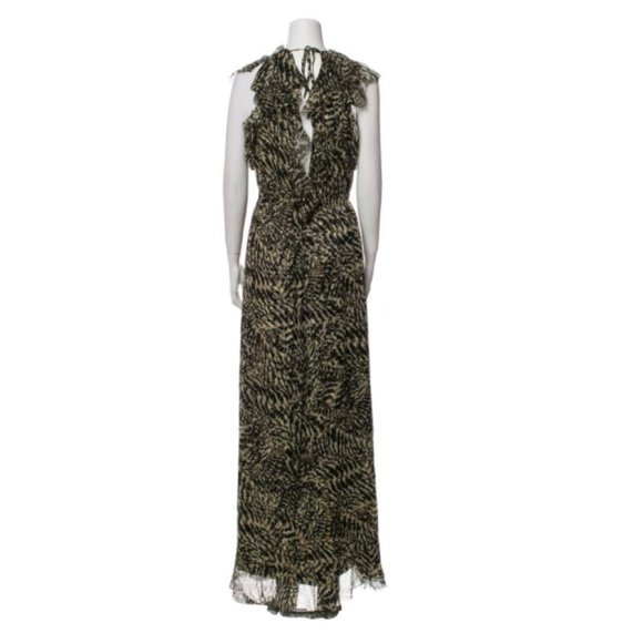 L'agence Womens Brown Abstract Printed Silk Sophie Flutter Maxi Dress Size M - Picture 13 of 14